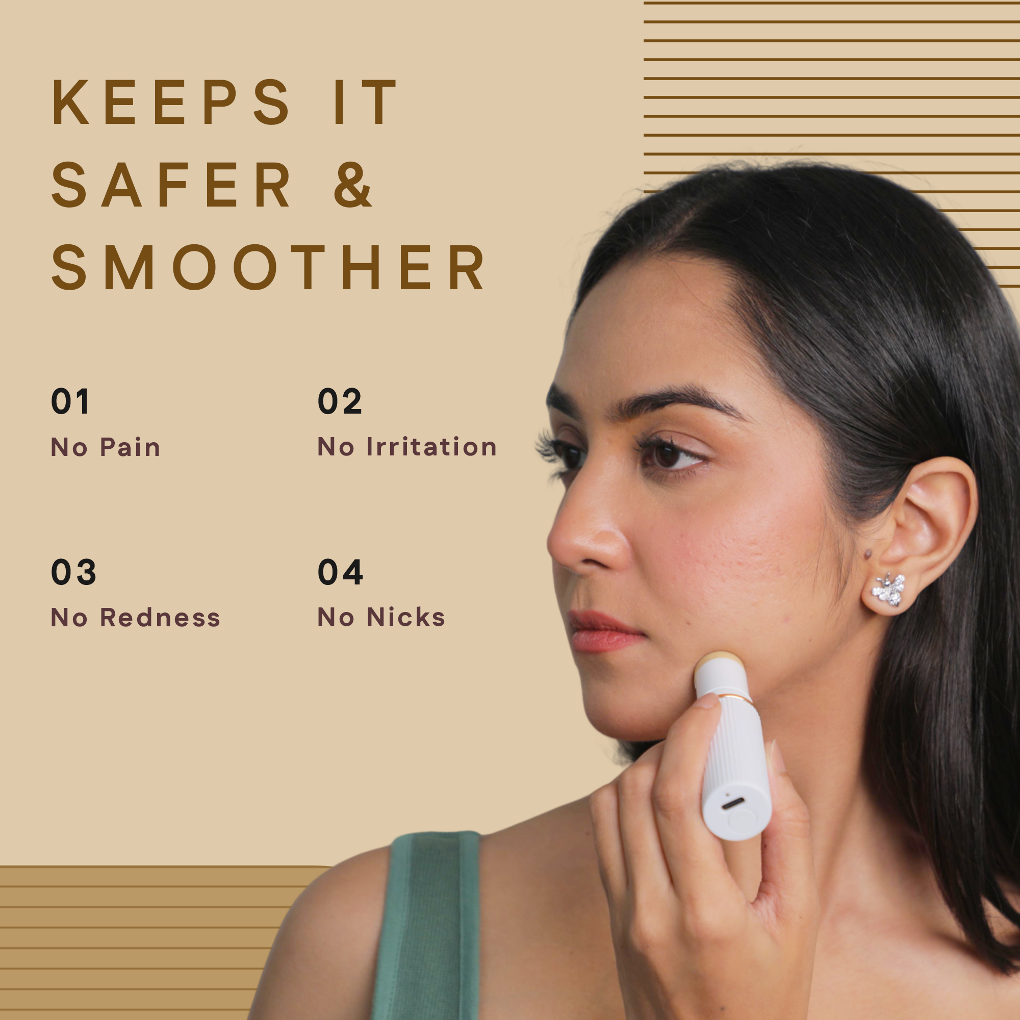 Face Trimmer | Painless Facial Hair Removal Tool With 3D Cutting Technology